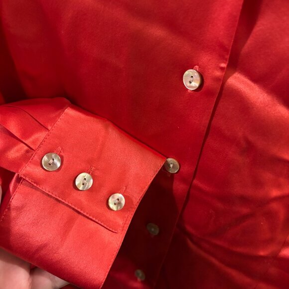 Austin Reed Petite Women's 100% Silk Coral Button-up Blouse ~ 8 - Picture 3 of 4